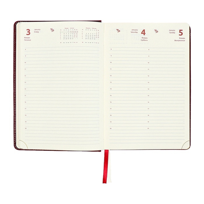 Ежедневник датированный 2024 A5 176 листов, deVENTE.Wild, твёрдая обложка из искусственной кожи, золотой срез, ляссе, кремовый блок 70 г/м2, бордовый