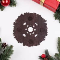 Набор "Дед Мороз", подставка под горячее и 2 подстаканника, D-20,5 см Набор "Дед Мороз", подставка под горячее и 2 подстаканника, D-20,5 см