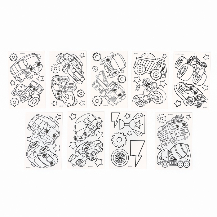 Набор для творчества &laquo;Раскрась витражики-машинки&raquo;, 20 шт. в пакете