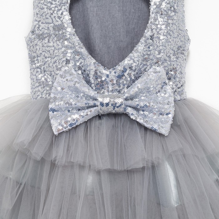 Платье для девочки с пайетками KAFTAN, размер 34 (122-128), цвет серый