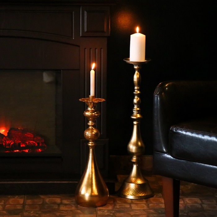 Подсвечник металл на 1 свечу Подсвечник металл на 1 свечу "Пеллегрино" золото 15,5х15,5х51 см