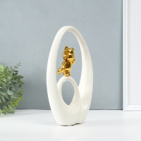 Сувенир керамика "Медвежонок - сны наяву" белый с золотом 6х15,5х27 см Сувенир керамика "Медвежонок - сны наяву" белый с золотом 6х15,5х27 см