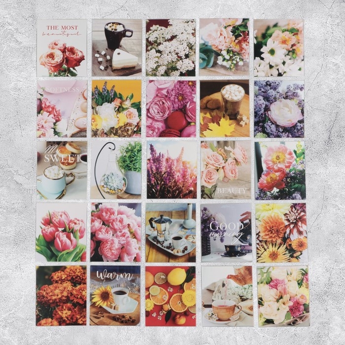 Наклейки-стикеры, набор,&laquo;Цветы&raquo;, 6 х 7 см, 50 шт