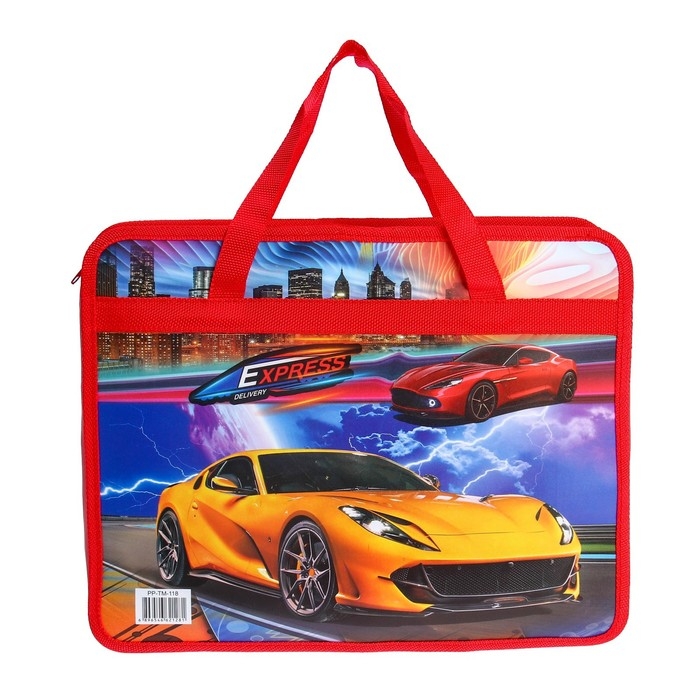 Папка с ручками пластиковая А4, 37 х 22 х 5 см Папка с ручками пластиковая А4, 37 х 22 х 5 см "Машины"