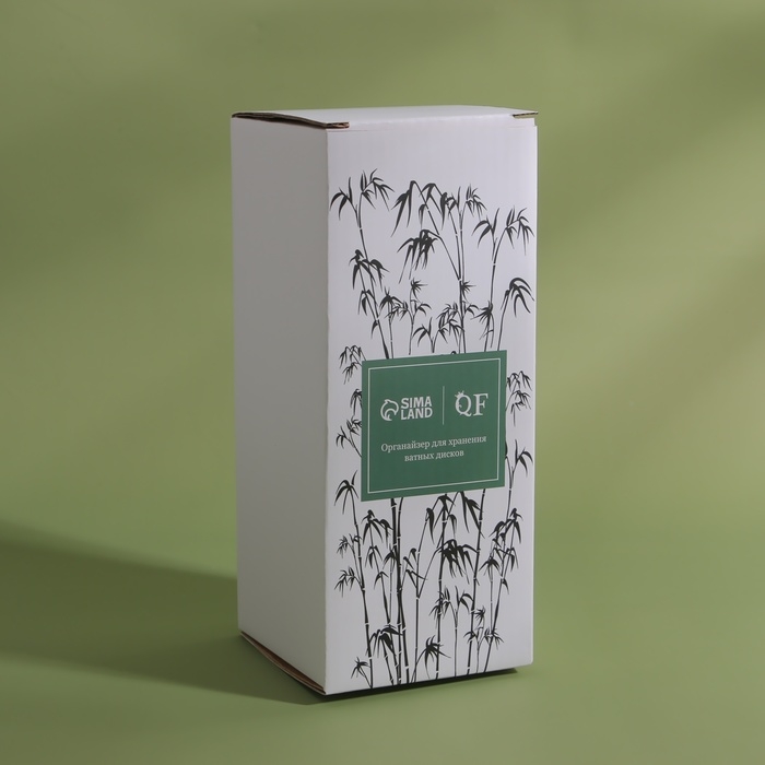 Органайзер для ватных дисков, с крышкой, d = 6,5 &times; 18 см, в картонной коробке, цвет прозрачный/коричневый
