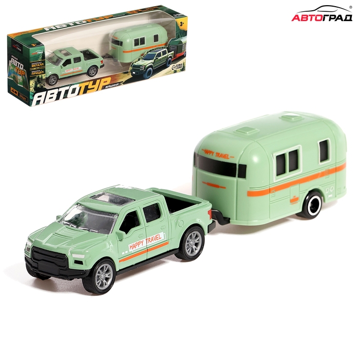 Машина металлическая «Автотур», с прицепом, цвет МИКС Машина металлическая «Автотур», с прицепом, цвет МИКС