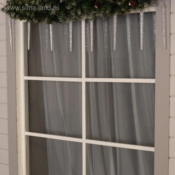 Гирлянда &laquo;Сосульки рифленые&raquo; 2.5 &times; 0.3 м, IP65, прозрачная нить, 192 LED, свечение зелёное с эффектом стекания, 12 В