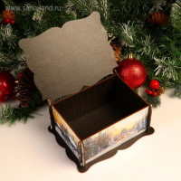 Шкатулка большая новогодняя "Дом на опушке", микс, 20х15х8,5 см