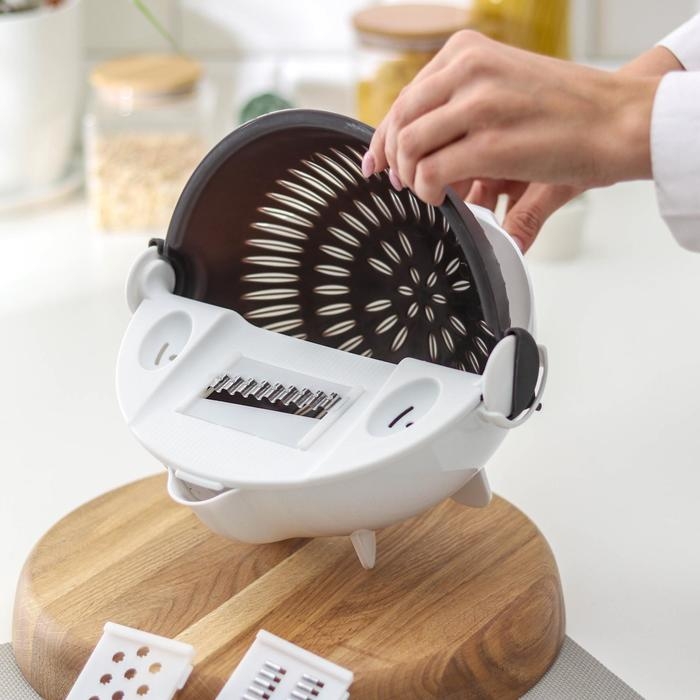 Многофункциональная овощерезка &laquo;Маджестик&raquo;, со сливной корзиной, 22,3&times;13,5&times;22,5 см, цвет бело-серый