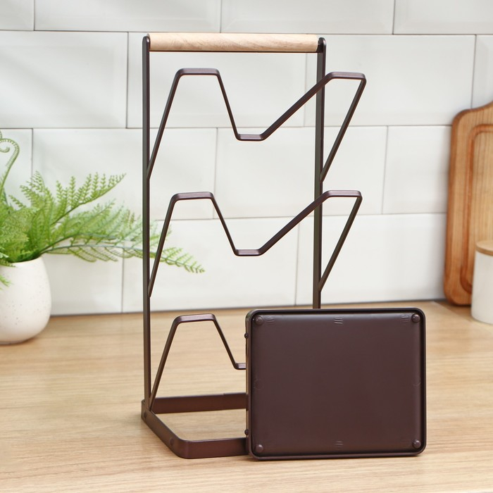 Подставка для крышек Доляна &laquo;Лофт&raquo;, 16&times;13&times;33,5 см, цвет коричневый