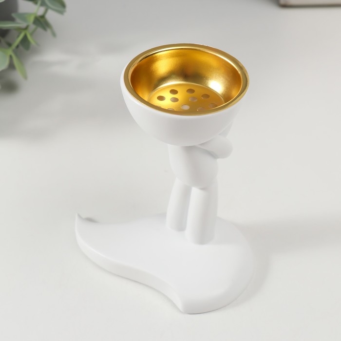 Подставка под благовония полистоун Подставка под благовония полистоун "Человечек" белый 10,9х6,4х9,9 см