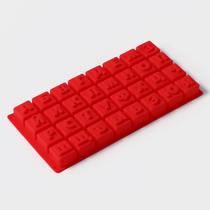 Форма для шоколада Доляна «Алфавит», силикон, 35×18 см, 32 ячейки (3,7×3,7×3 см), цвет МИКС Форма для шоколада Доляна «Алфавит», силикон, 35×18 см, 32 ячейки (3,7×3,7×3 см), цвет МИКС