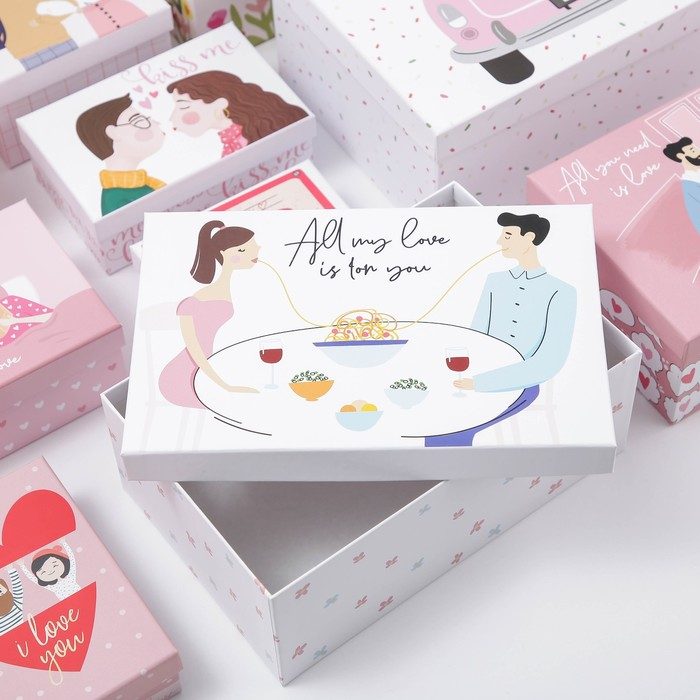 Набор коробок 10 в 1, упаковка подарочная, &laquo;LOVE&raquo;, 12 х 7 х 4 - 32.5 х 20 х 12.5 см
