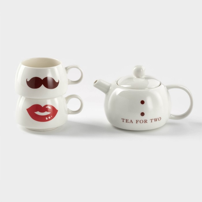 Набор керамический чайный &laquo;Чай для двоих&raquo;, 3 предмета: чайник 400 мл, 2 чашки 200 мл