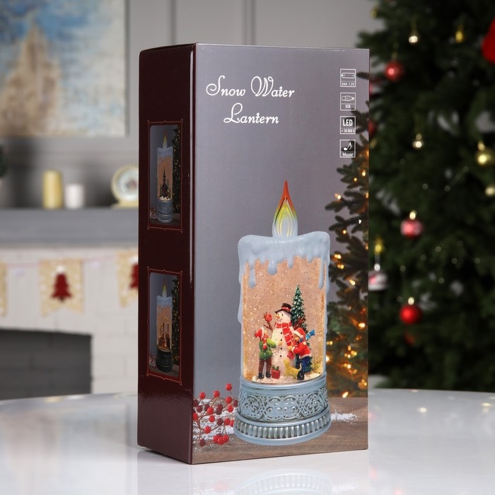 Светодиодная фигура &laquo;Свеча с Дедом Морозом&raquo; 13.8 &times; 30 &times; 8.4 см, пластик, батарейки ААх3 (не в комплекте), USB, свечение тёплое белое