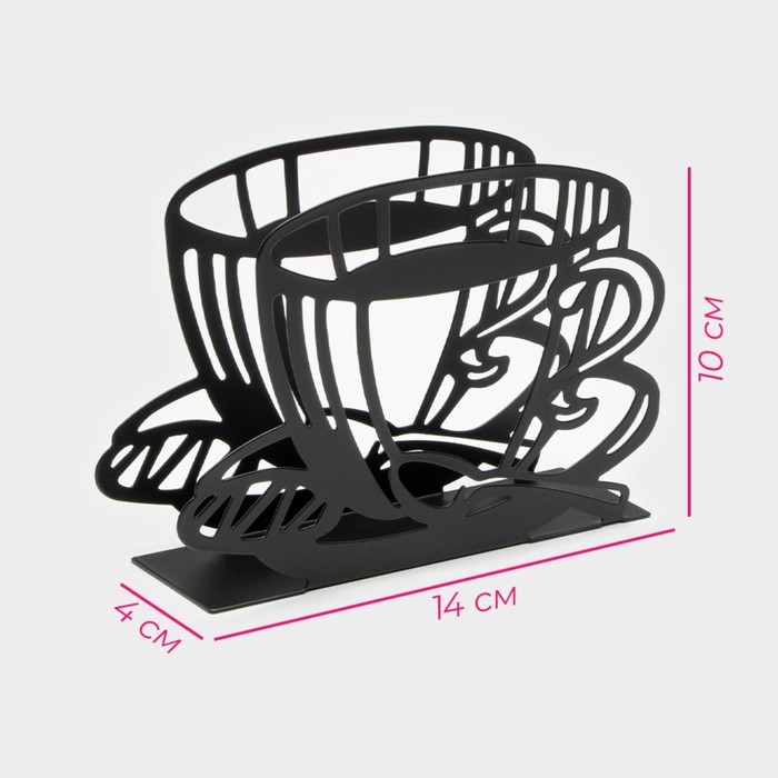 Салфетница Доляна «Кофе», 14×4×10 см, цвет чёрный Салфетница Доляна «Кофе», 14×4×10 см, цвет чёрный