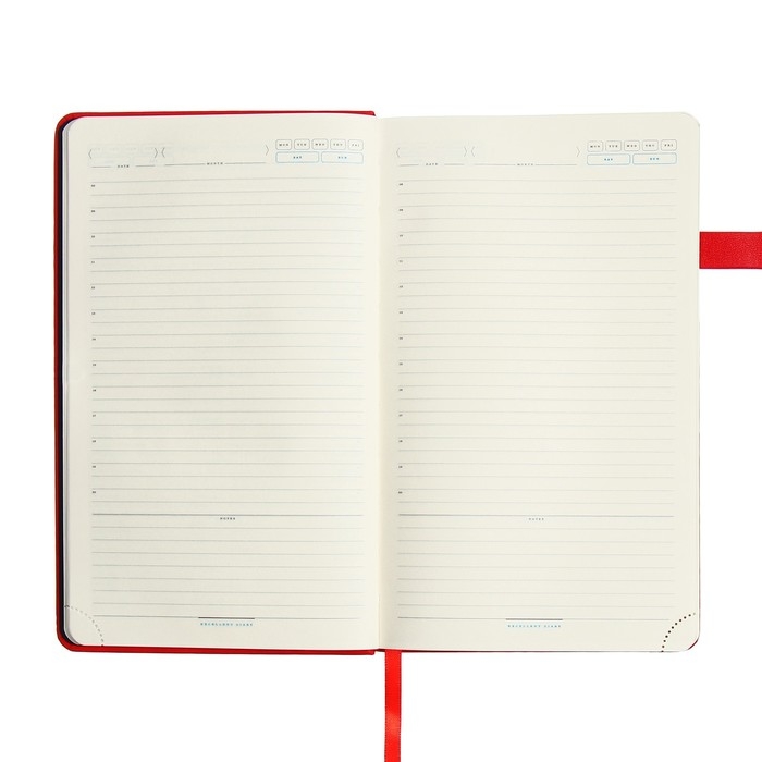 Ежедневник недатированный А5, 136 листов PREMIER, твёрдая обложка, искусственная кожа, ляссе, магнитный хлястик, бежевый блок 70 г/м2, красный