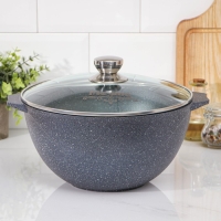 Казан &laquo;Гранит&raquo;, 6 л, стеклянная крышка, литые ручки, антипригарное покрытие, цвет серый