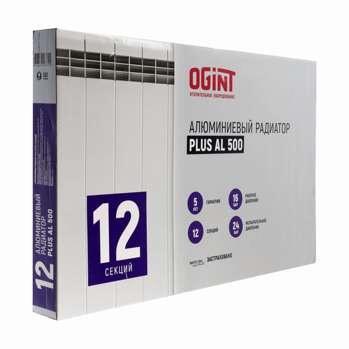 Радиатор алюминиевый Ogint Plus AL, 500 х 78 мм, 12 секций, 1476 Вт Радиатор алюминиевый Ogint Plus AL, 500 х 78 мм, 12 секций, 1476 Вт