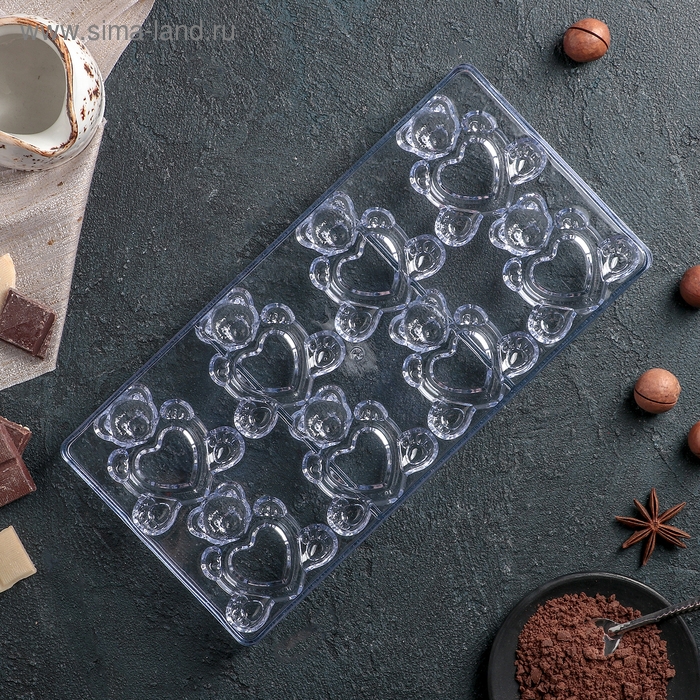 Форма конфет и шоколада «Влюблённые мишки», 28×14 см, 8 ячеек, цвет прозрачный Форма конфет и шоколада «Влюблённые мишки», 28×14 см, 8 ячеек, цвет прозрачный