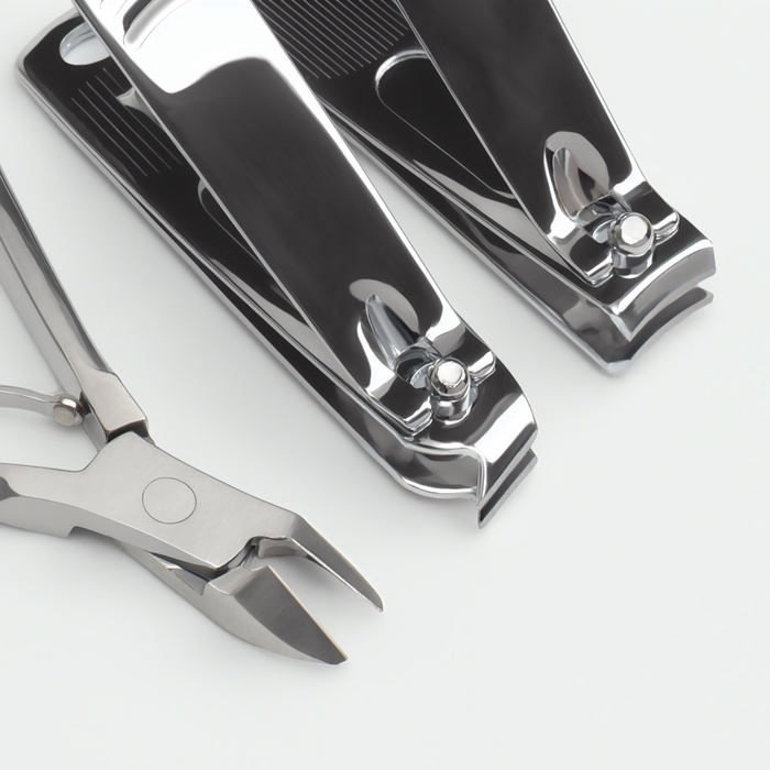 Набор маникюрный, 5 предметов, в металлическом футляре, цвет серебристый Набор маникюрный, 5 предметов, в металлическом футляре, цвет серебристый