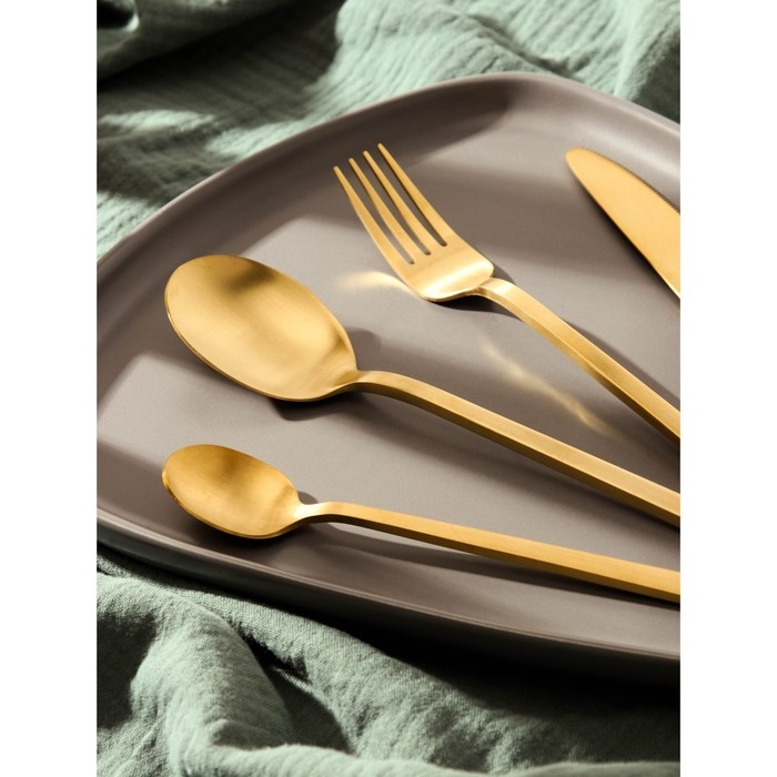 Столовые приборы из нержавеющей стали Magistro «Оску стандарт», 4 предмета, цвет золотой Столовые приборы из нержавеющей стали Magistro «Оску стандарт», 4 предмета, цвет золотой