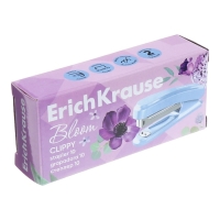Степлер ErichKrause "Clippy Pastel Bloom" № 10, до 15 листов, компактный, встроенный антистеплер, микс