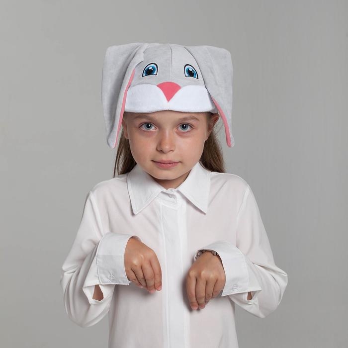 Карнавальная шапка &laquo;Заяц&raquo;, хлопок, велюр, р-р 52-57