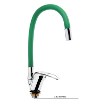 Смеситель для кухни ZEIN Z2109, однорычажный, гибкий излив, картридж 40 мм, зеленый/хром Смеситель для кухни ZEIN Z2109, однорычажный, гибкий излив, картридж 40 мм, зеленый/хром
