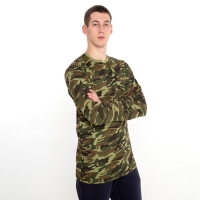 Лонгслив мужской с начёсом, цвет камуфляж тёмно-зелёный, размер 54