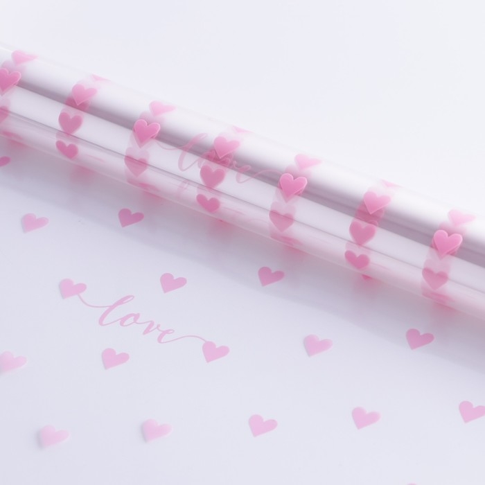 Плёнка для цветов глянцевая &laquo;Сердца&raquo;, 0,6 х 8 м