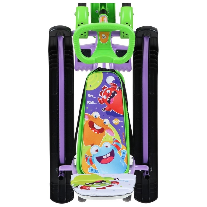 Снегокат с колёсами &laquo;Тимка спорт 6 Монстрики&raquo;, ТС6/МН, с родительской ручкой, со спинкой и ремнём безопасности
