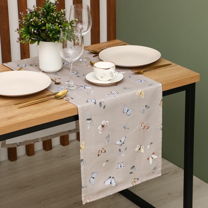 Дорожка Этель "Butterflies" 40х146 см, 100% хлопок, рогожка 186 г/м2