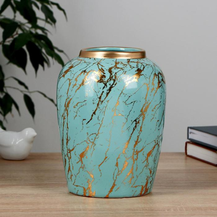 Ваза керамика настольная Ваза керамика настольная "Гелла" d-9,5 см 15х20 см, голубой