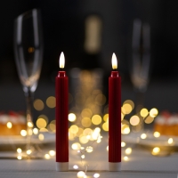 Светодиодная свеча восковая &laquo;Красная&raquo; 2 x 19 см, батарейки ААx2 (не в комплекте), свечение тёплое белое