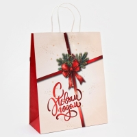 Новый год. Пакет бумажный подарочный новогодний крафт "Подарок" 32 х 26 х 11 см. Новый год. Пакет бумажный подарочный новогодний крафт "Подарок" 32 х 26 х 11 см.