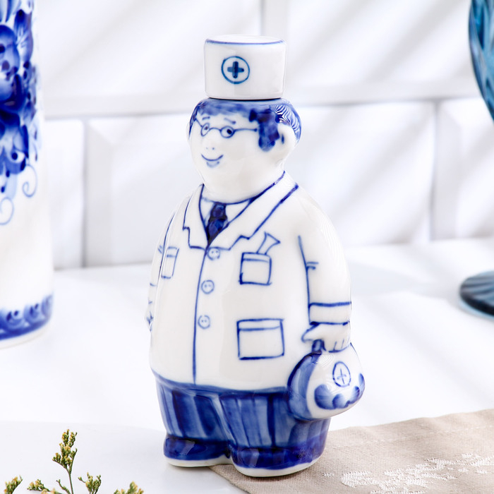 Штоф &laquo;Не болит&raquo;, 0,25 л, 14,5 см, гжель