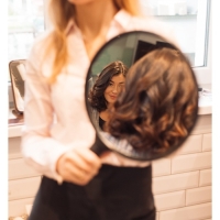 Зеркало с ручкой, d зеркальной поверхности 24 см, цвет чёрный