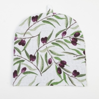 Грелка на чайник Доляна Olives 28х28 см, 100% хлопок, рогожка 164 г/м2