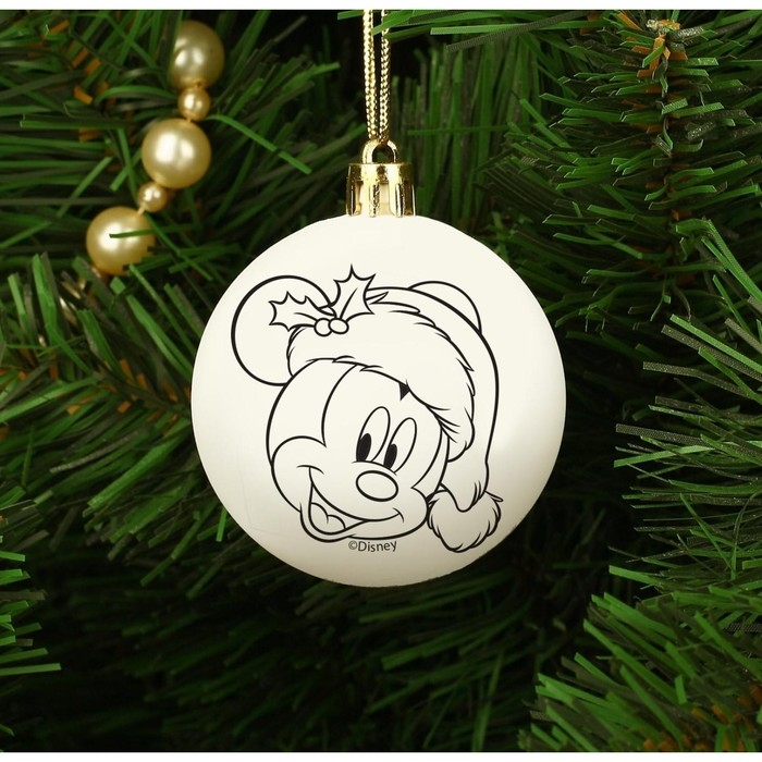 Новый год. Ёлочный шар под раскраску, 5.5 см, Микки Маус Новый год. Ёлочный шар под раскраску, 5.5 см, Микки Маус