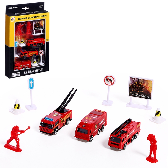 Игровой набор &laquo;Спецтехника&raquo;, с 3 машинами и аксессуарами, цвет МИКС