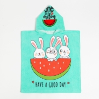 Полотенце-пончо детское махровое Крошка Я &laquo;Зайчики&raquo; 60х120см, 100% хлопок, 300гр/м2