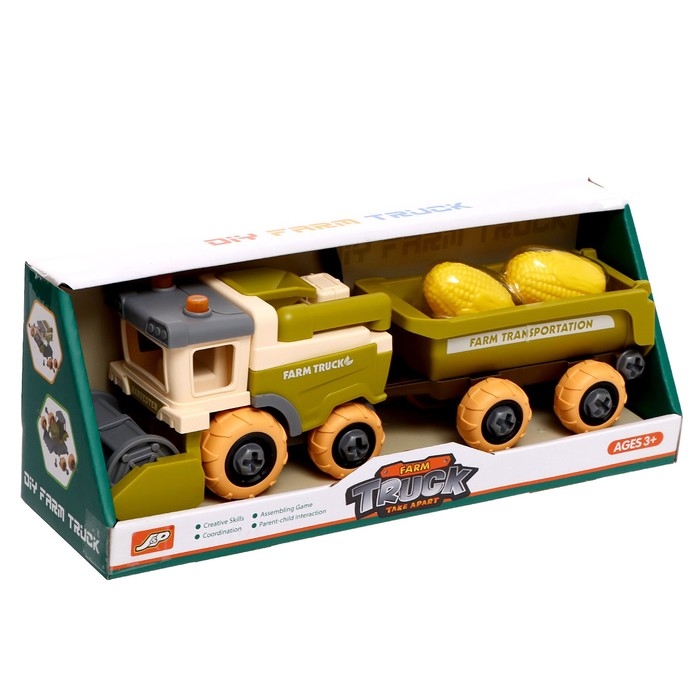 Конструктор винтовой &laquo;Комбайн с прицепом&raquo;, с отвёрткой