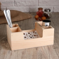 Подставка "Лодочка" из СОСНЫ, с 4мя отсеками и большим отделом, 14&times;25&times;10 см