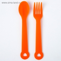 Набор детской посуды, 4 предмета: миска 300 мл, бутылочка для кормления 180 мл, ложка, вилка, цвета МИКС