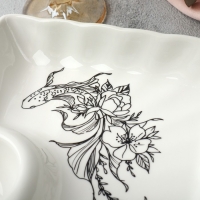 Блюдо керамическое с соусником &laquo;Азия&raquo;, 18.6 х 17.5 х 4 см, цвет белый