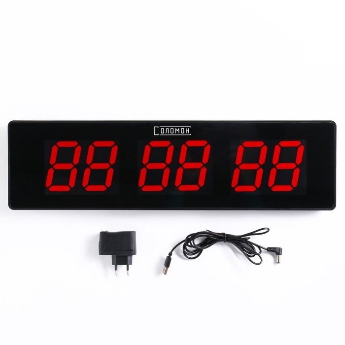 Часы настенные электронные Часы настенные электронные "Соломон", 48 x 19 x 3 см, цифры красные 7.5 х 4 см