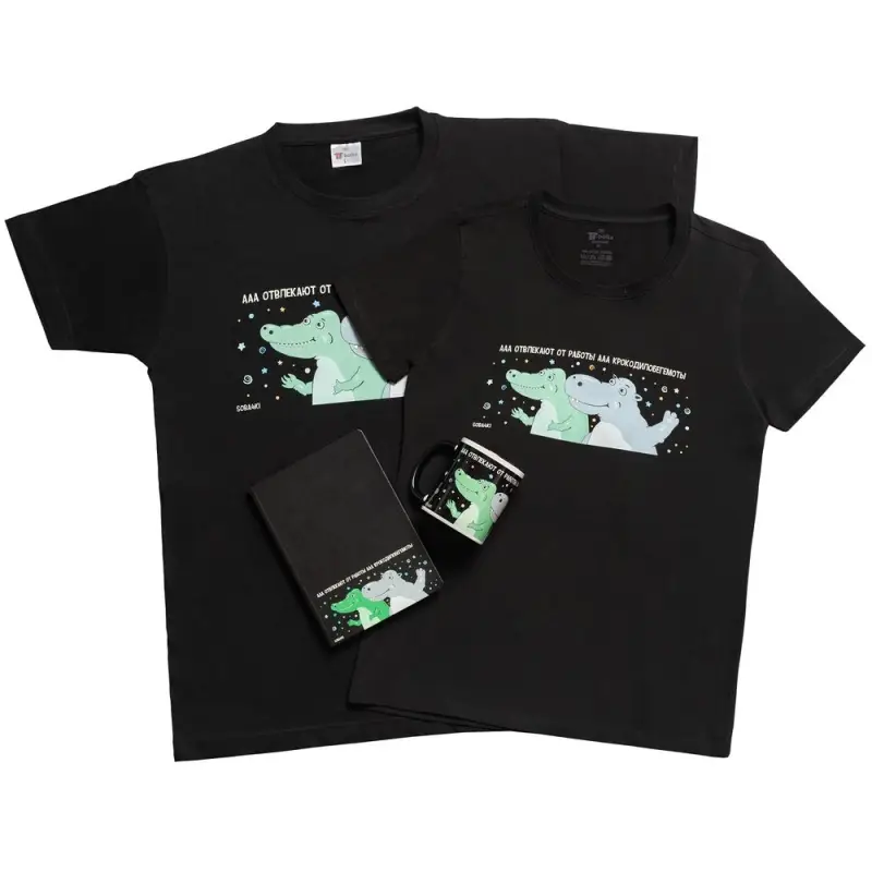 Футболка женская &laquo;Крокодилобегемоты&raquo;, черная, размер L