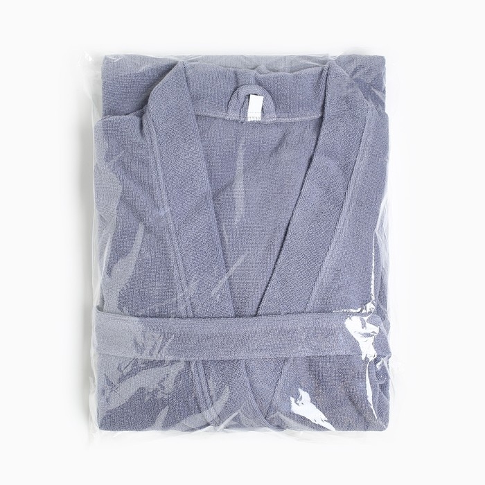 Халат махровый Экономь и Я, мужской размер 52-54 цвет серый, 100% хлопок с AIRO, 320 г/м2 Халат махровый Экономь и Я, мужской размер 52-54 цвет серый, 100% хлопок с AIRO, 320 г/м2