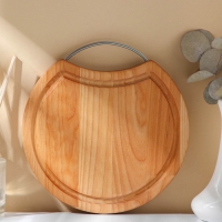 Доска разделочная с металлической ручкой Adelica, d=20&times;1,8 см, пропитана минеральным маслом, берёза